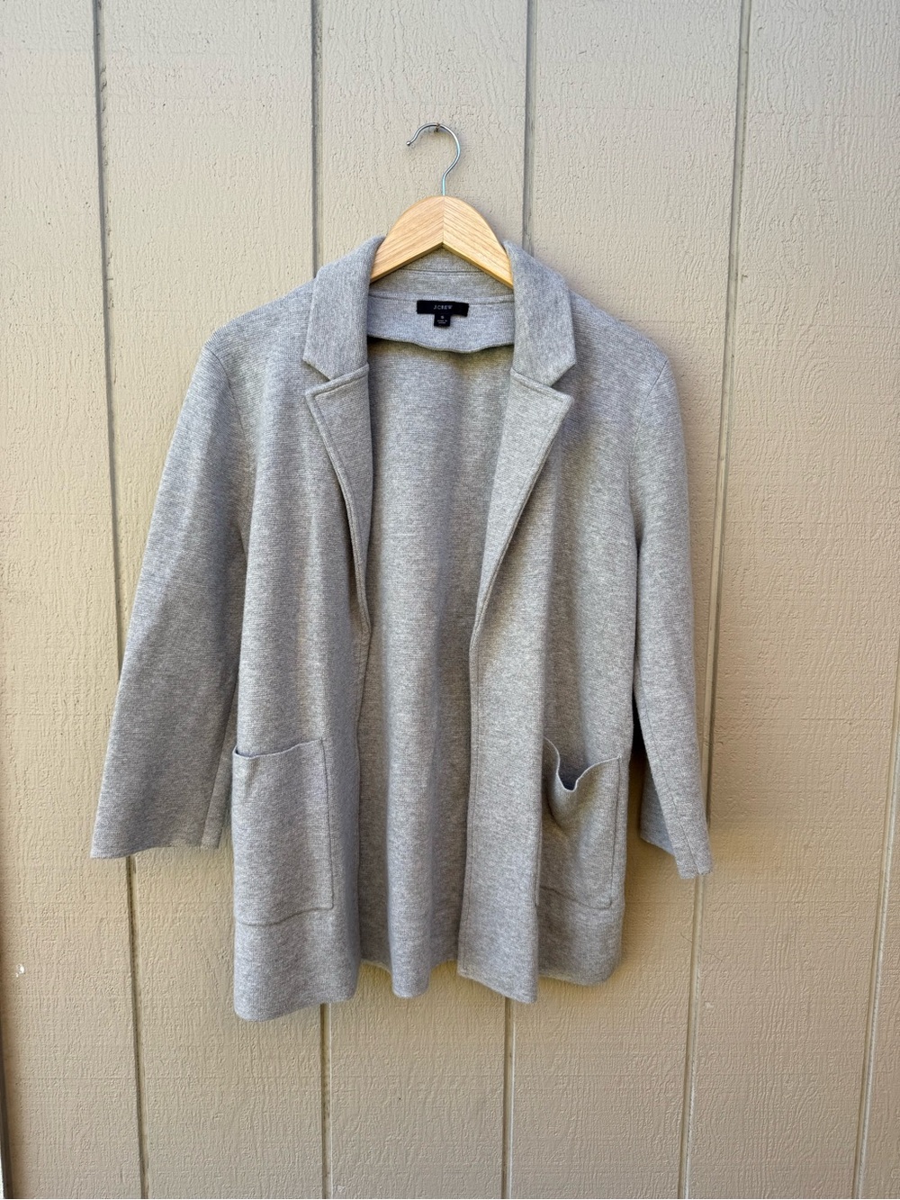 J. Crew Light Gray Open-Front Knit Cardigan Blazer